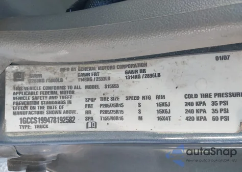 2007 Chevrolet Colorado Work Truck z USA, uszkodzony, nr VIN 1GCCS199478192582